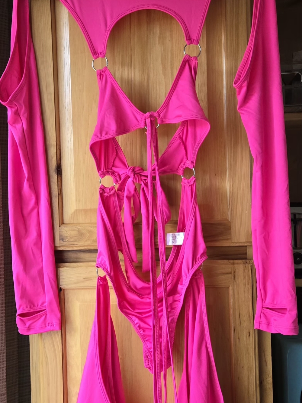 Hot Pink Strappy Cutout Bodysuit